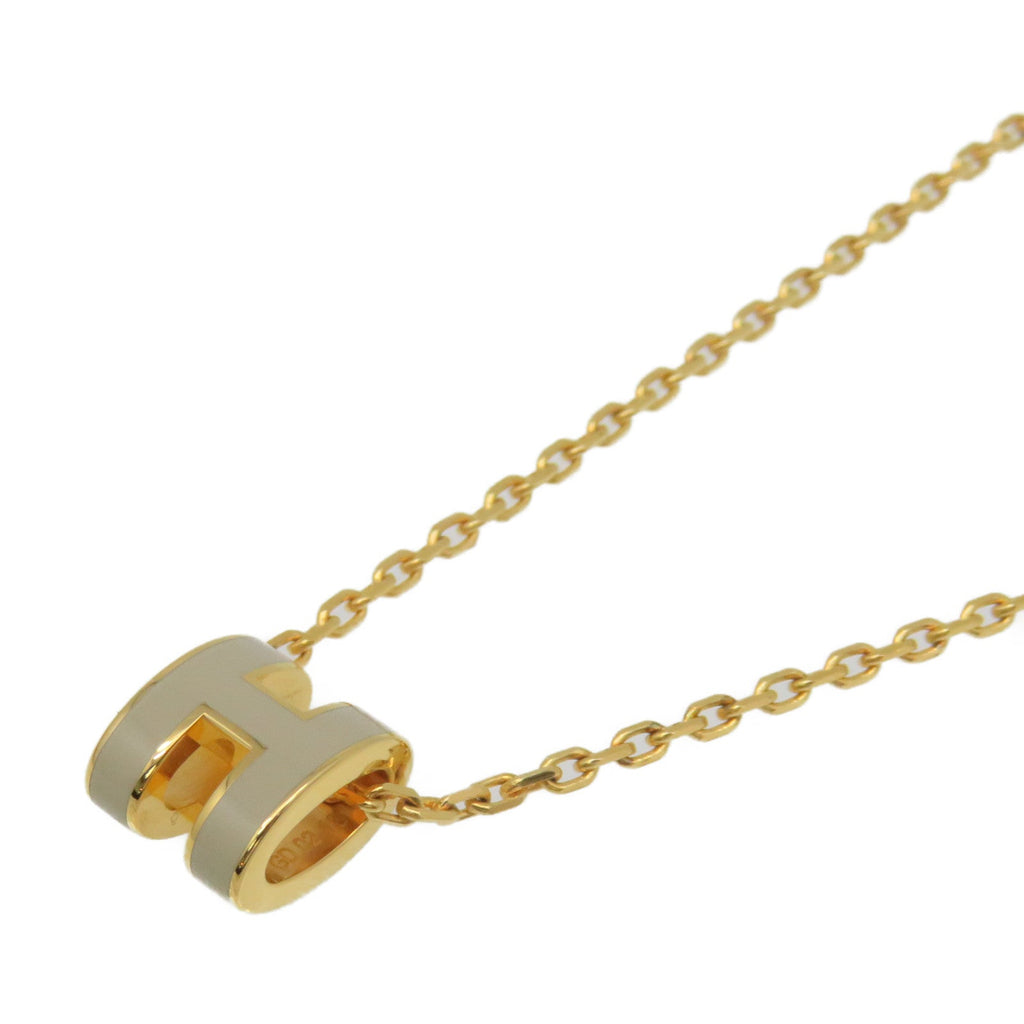 Hermes Mini Pop Grey 18K Gold Necklace