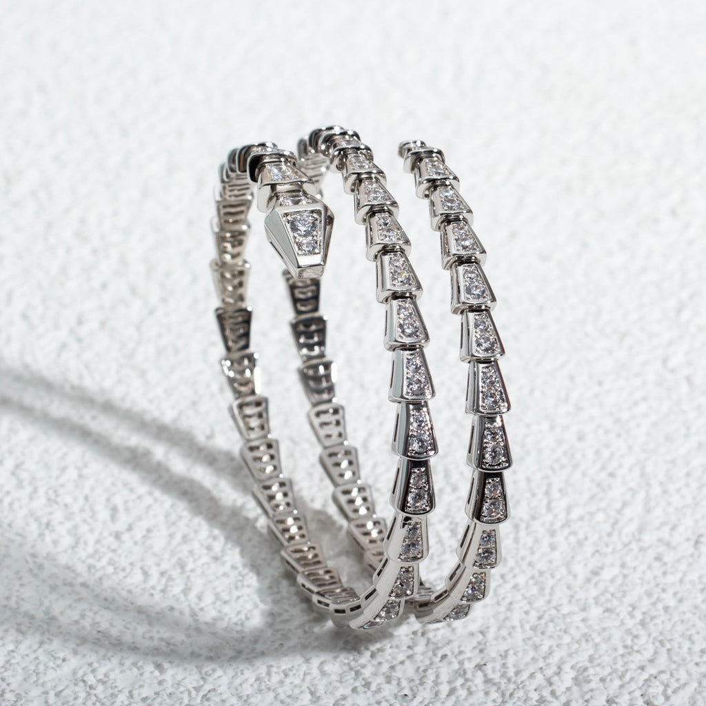 Bvlgari Serpenti Bracelet Silver Cubic Zirconia Double Row