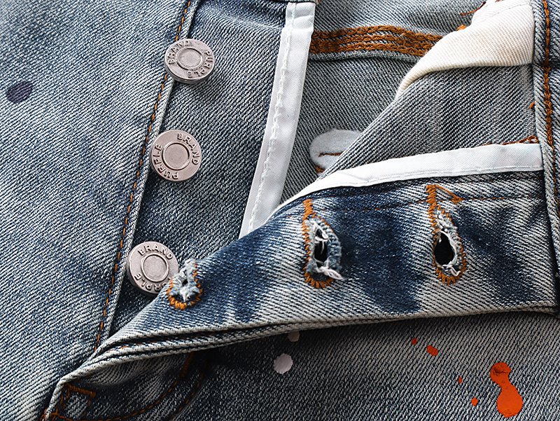 Purple Brand Paint Splatter Denim Shorts — detail