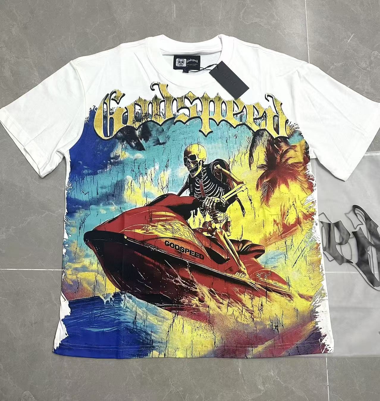 Godspeed Skeleton Jet-Ski Graphic T-Shirt — front