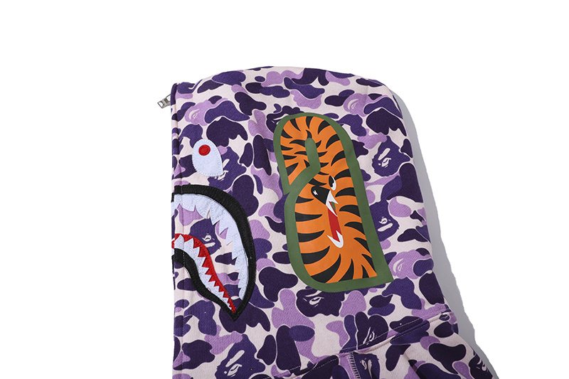 BAPE Purple Camo Shark Full-Zip Hoodie — detail