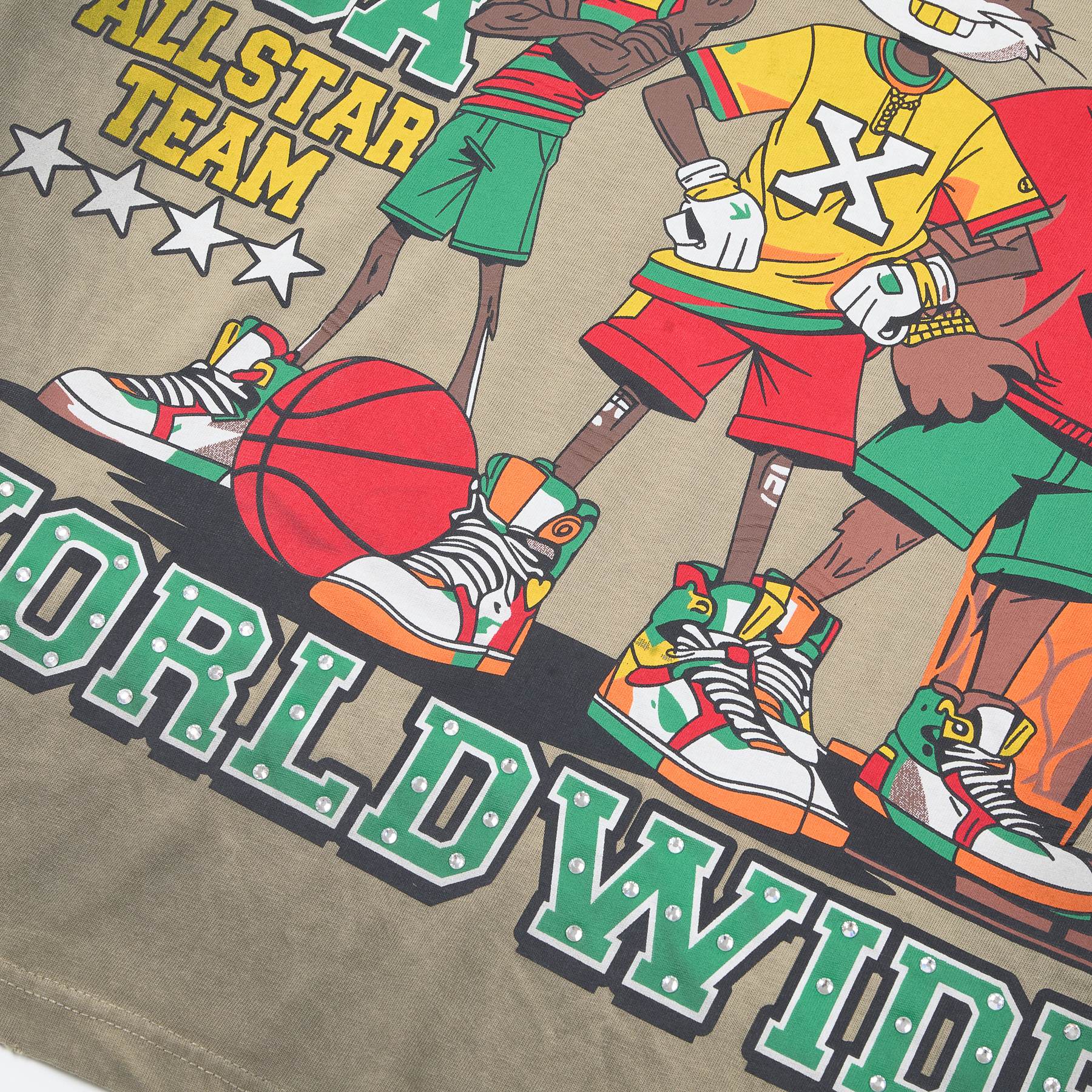 DUAA All Star Basketball Graphic Short-Sleeve T-Shirt - Olive — detail