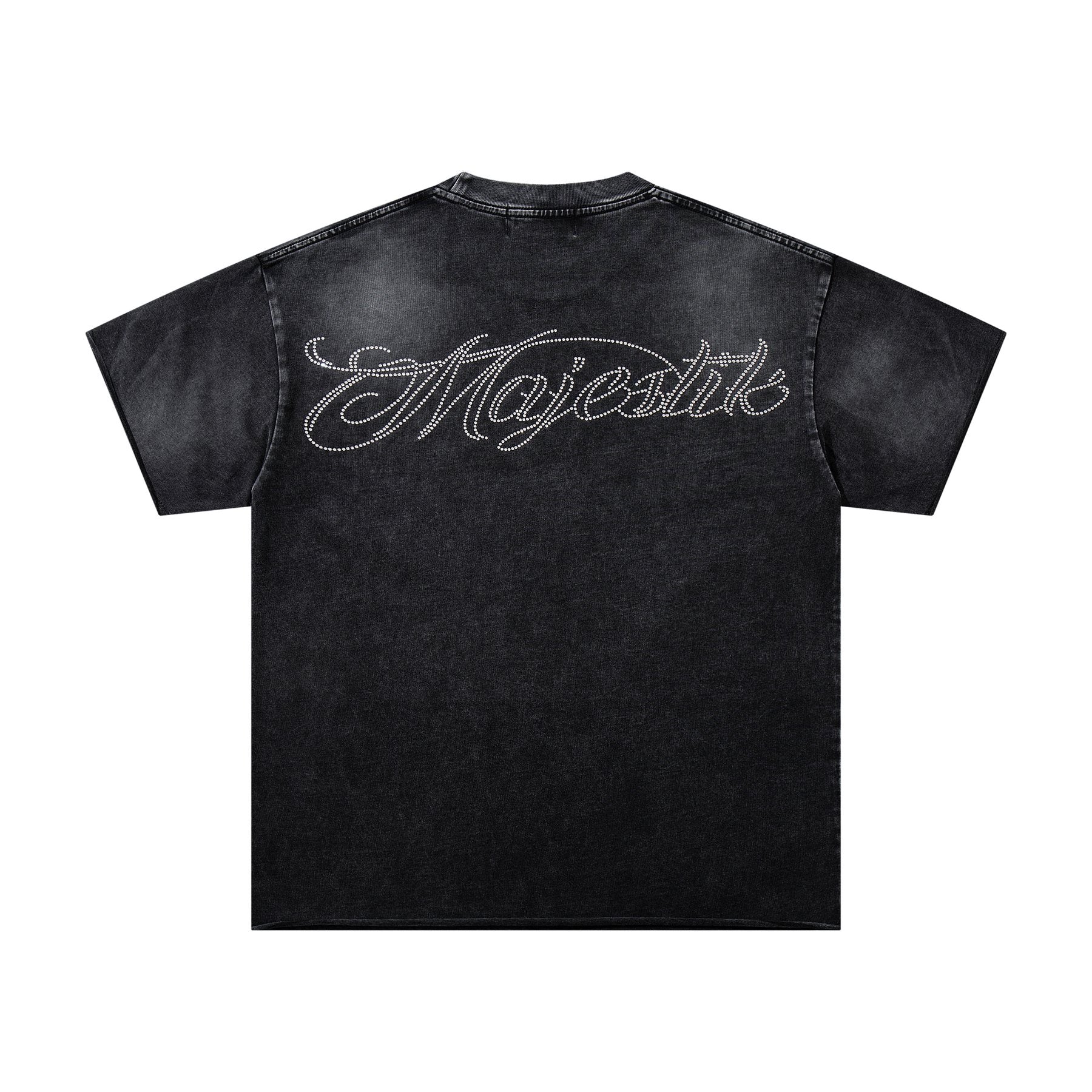 MAJESTIK Washed Black Astronaut Rose Graphic T-Shirt — back