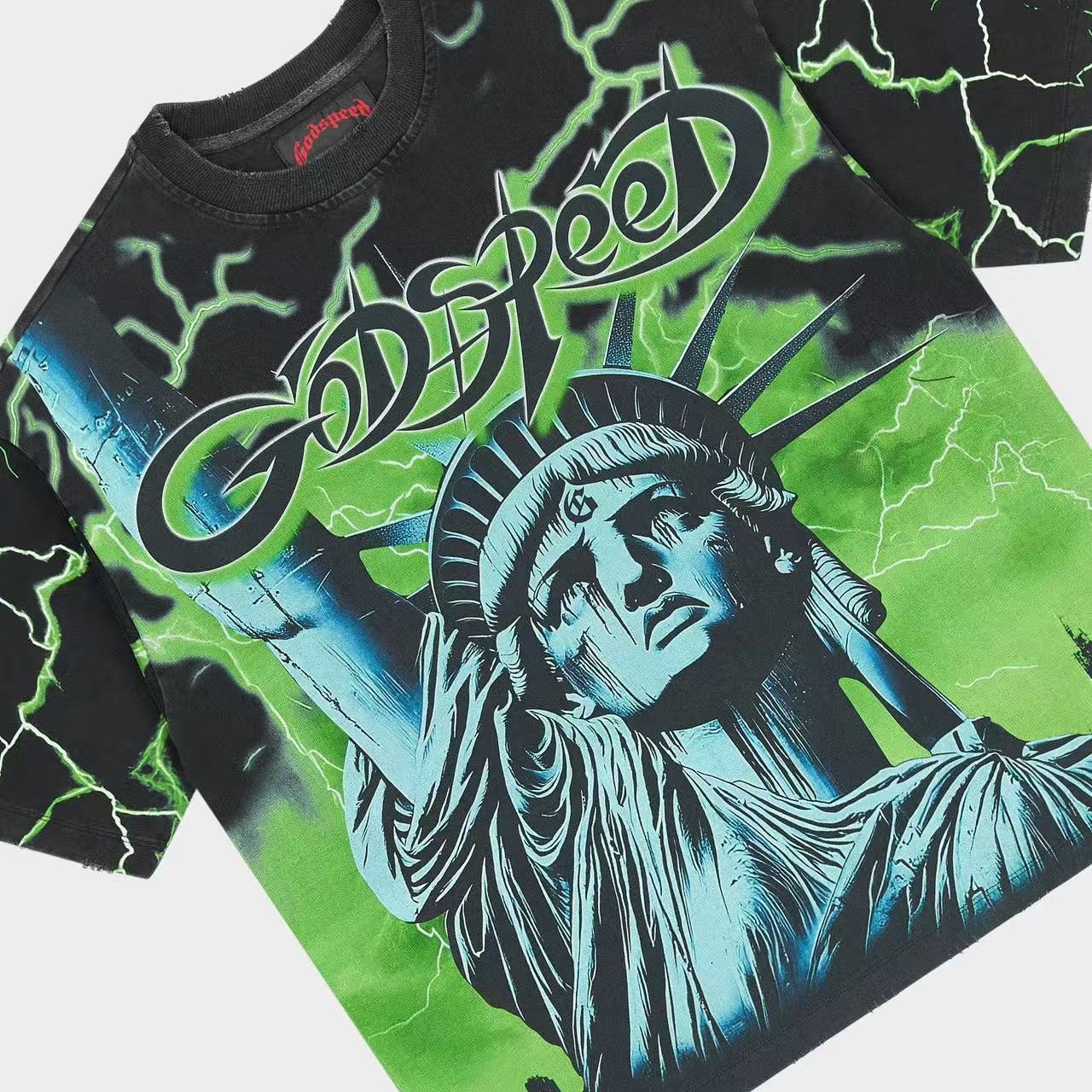Godspeed Statue of Liberty Graphic T-Shirt — detail