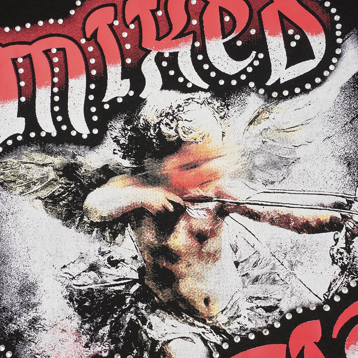 MIXED EMOTION Red & White Front/Back Graphic T-Shirt — detail