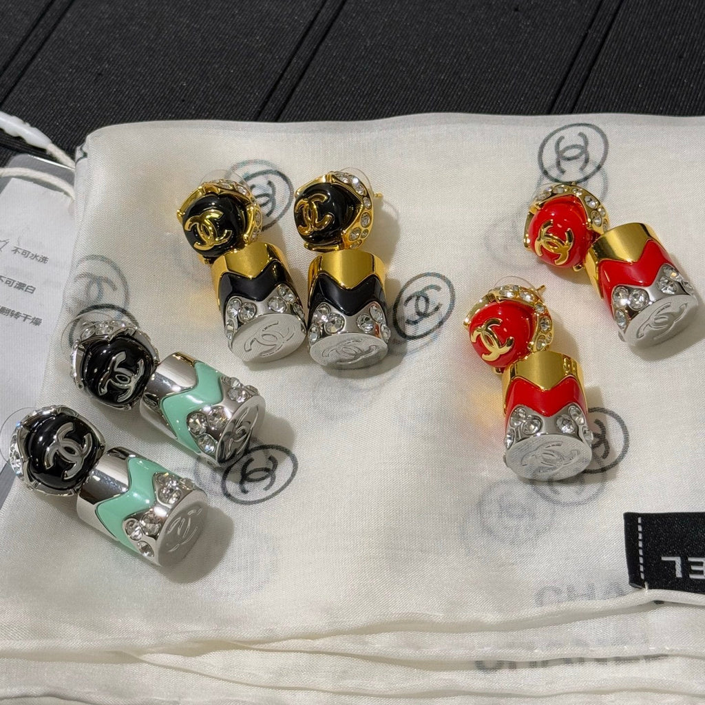 Chanel 2026 Enamel Button Double C Earrings