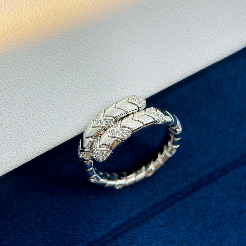 Bvlgari Serpenti Viper Pave Diamond 18K Gold Ring