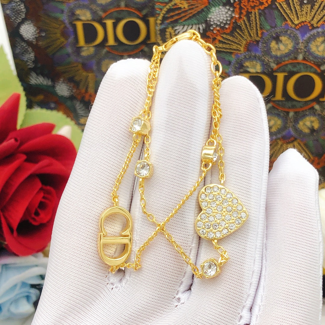 Dior Petit Heart Diamonds 18K Gold Bracelet