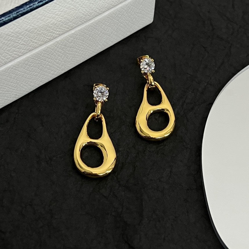 Prada Inverted Triangle 18K Gold Earrings