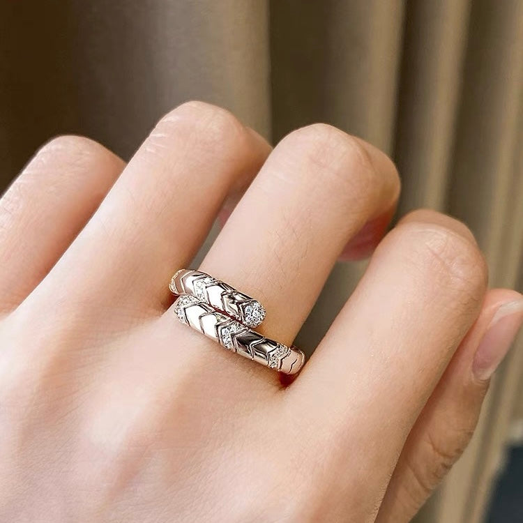 Bvlgari Serpenti Viper Pave Diamond 18K Gold Ring
